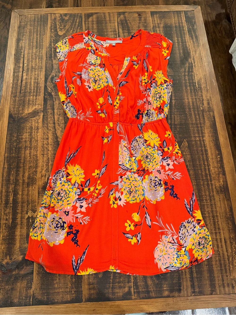 Daniel Rainn Orange Floral Cap-Sleeve Mini Dress